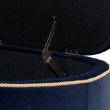 Navy Blue Velvet Storage Bench | OROA