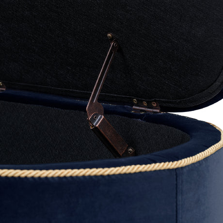 Navy Blue Velvet Storage Bench | OROA