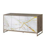 White Marble Paint Console Cabinet | OROA