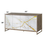 White Marble Paint Console Cabinet | OROA