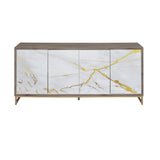 White Marble Paint Console Cabinet | OROA