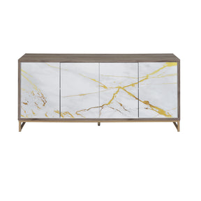 Modern European furniture - White Marble Paint Console Cabinet - www.oroa.com