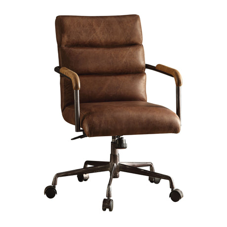 Modern European furniture - Harith Retro Brown Top Grain Leather Office Chair - www.oroa.com