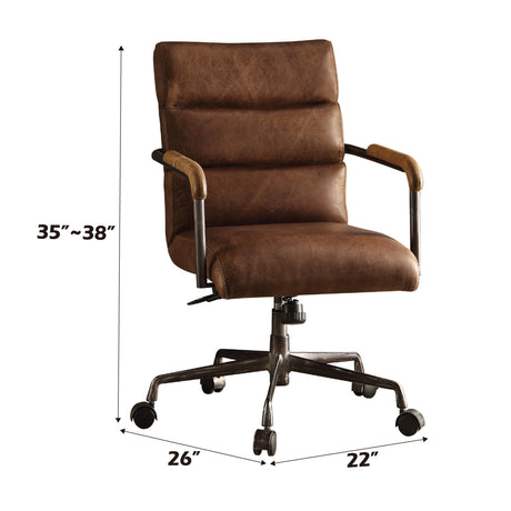 Modern European furniture - Harith Retro Brown Top Grain Leather Office Chair - www.oroa.com
