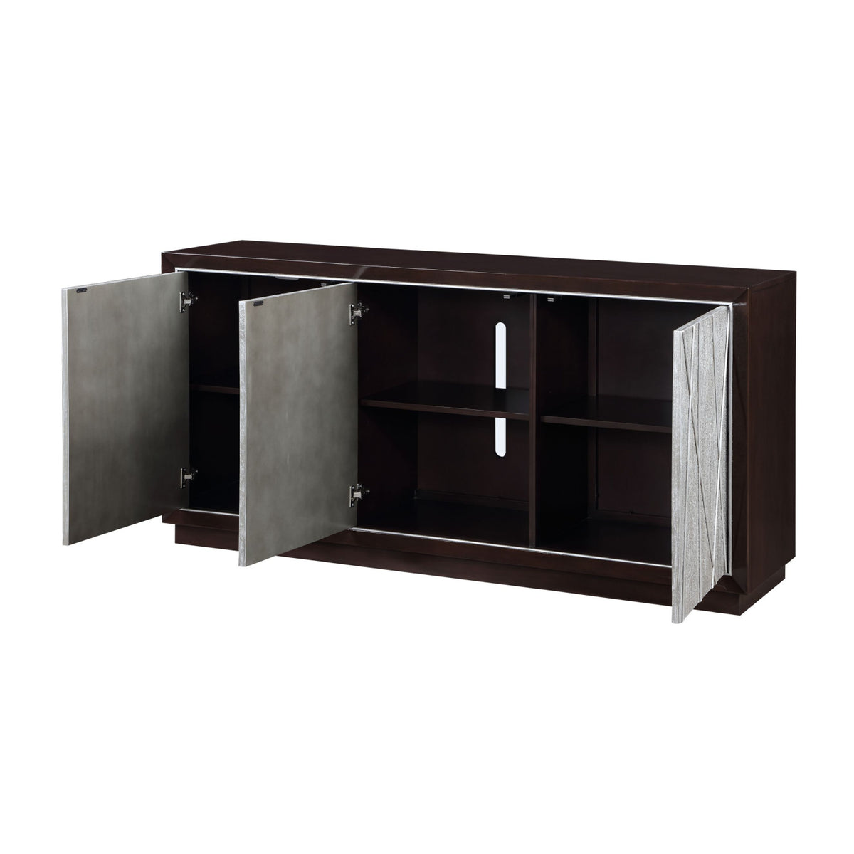 Modern European furniture - Geranio Metallic Silver Walnut Finish Console Cabinet - www.oroa.com