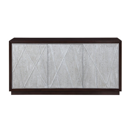 Modern European furniture - Geranio Metallic Silver Walnut Finish Console Cabinet - www.oroa.com