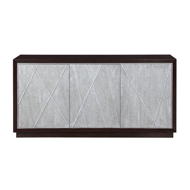 Modern European furniture - Geranio Metallic Silver Walnut Finish Console Cabinet - www.oroa.com