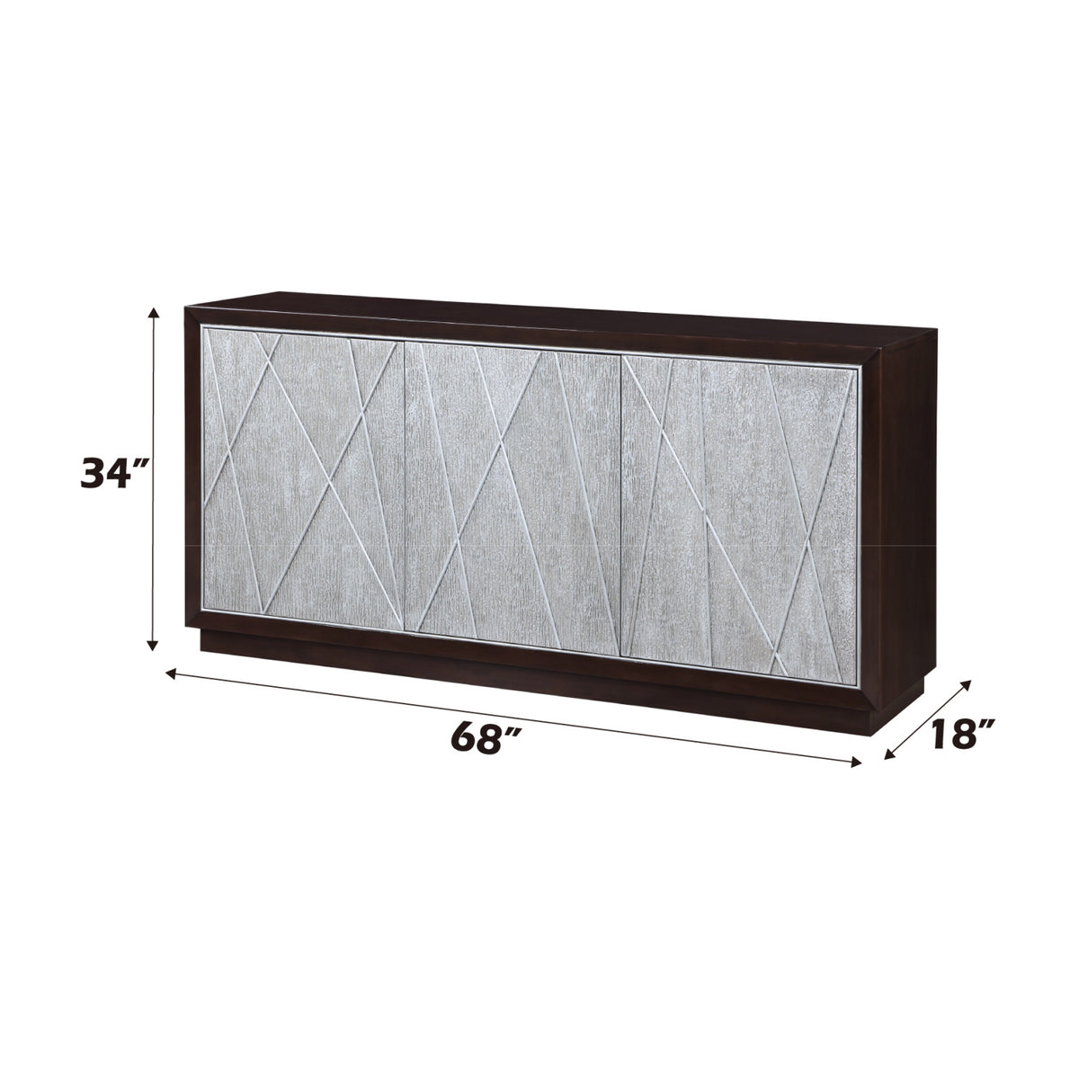 Modern European furniture - Geranio Metallic Silver Walnut Finish Console Cabinet - www.oroa.com