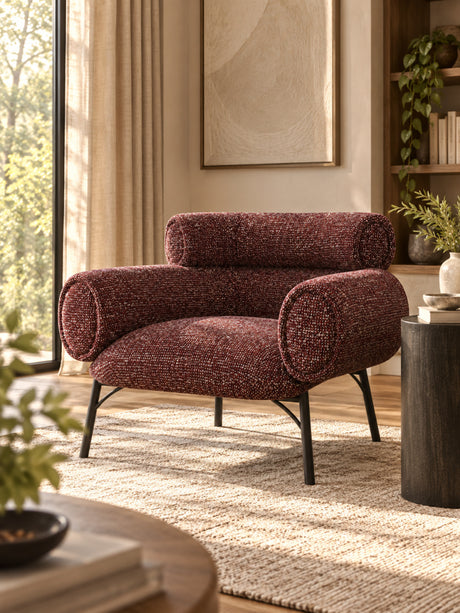 Modern European furniture - Mardi Maroon Tweed Chair - www.oroa.com