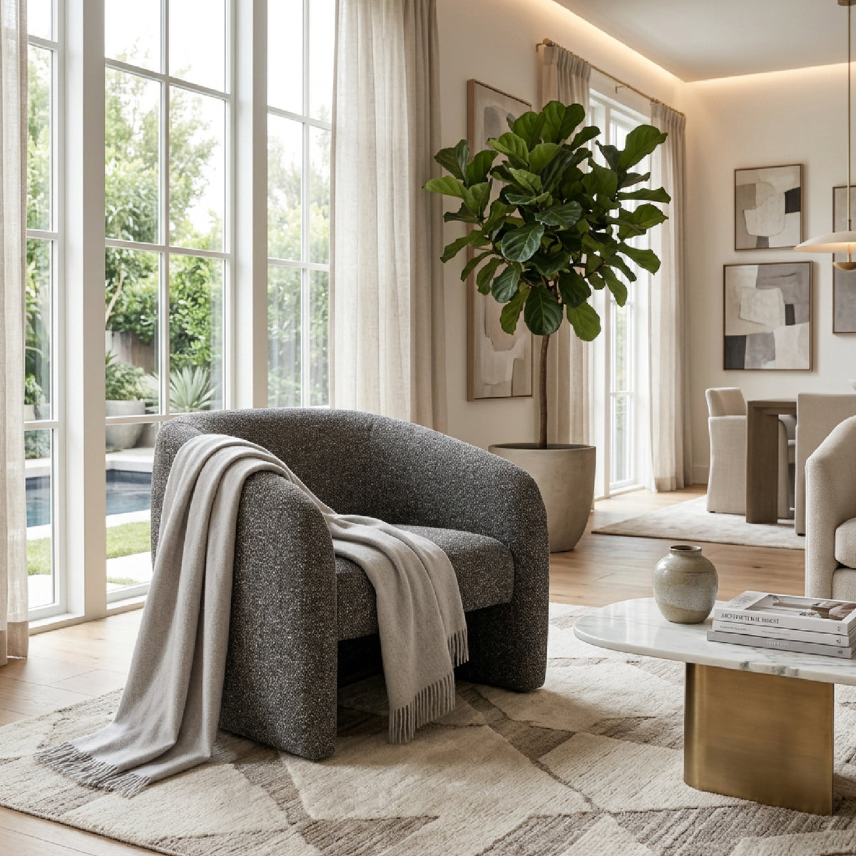 Modern European furniture - Livia Brown & Gray Tweed Accent Chair - www.oroa.com