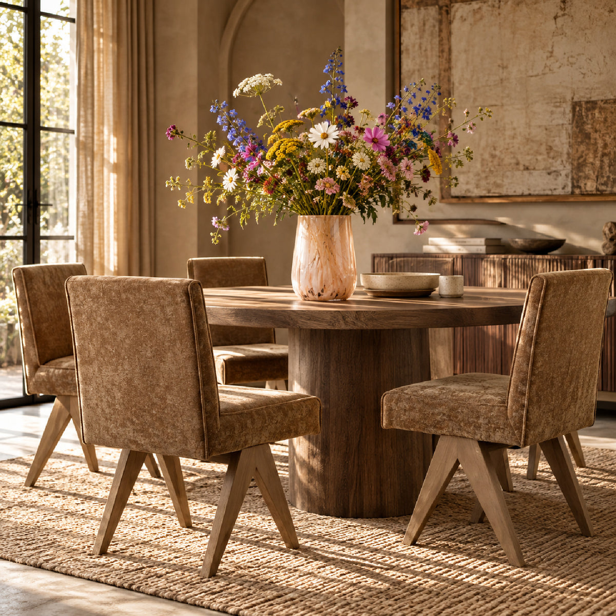 Chocolate Chenille Side Chairs (2) by OROA