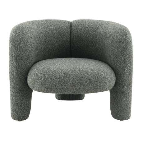 Green Curved Tweed Accent Chair | OROA
