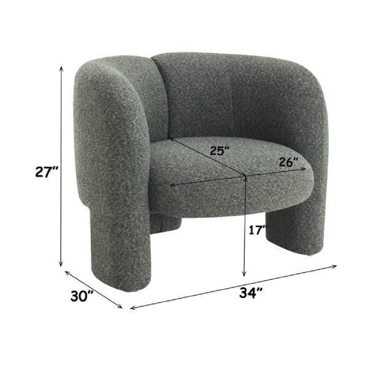 Green Curved Tweed Accent Chair | OROA
