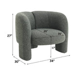 Green Curved Tweed Accent Chair | OROA