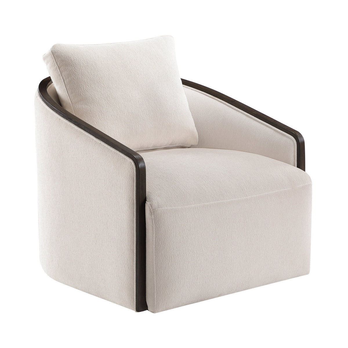 Beige Chenille Swivel Accent Chair | OROA