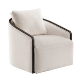 Beige Chenille Swivel Accent Chair | OROA