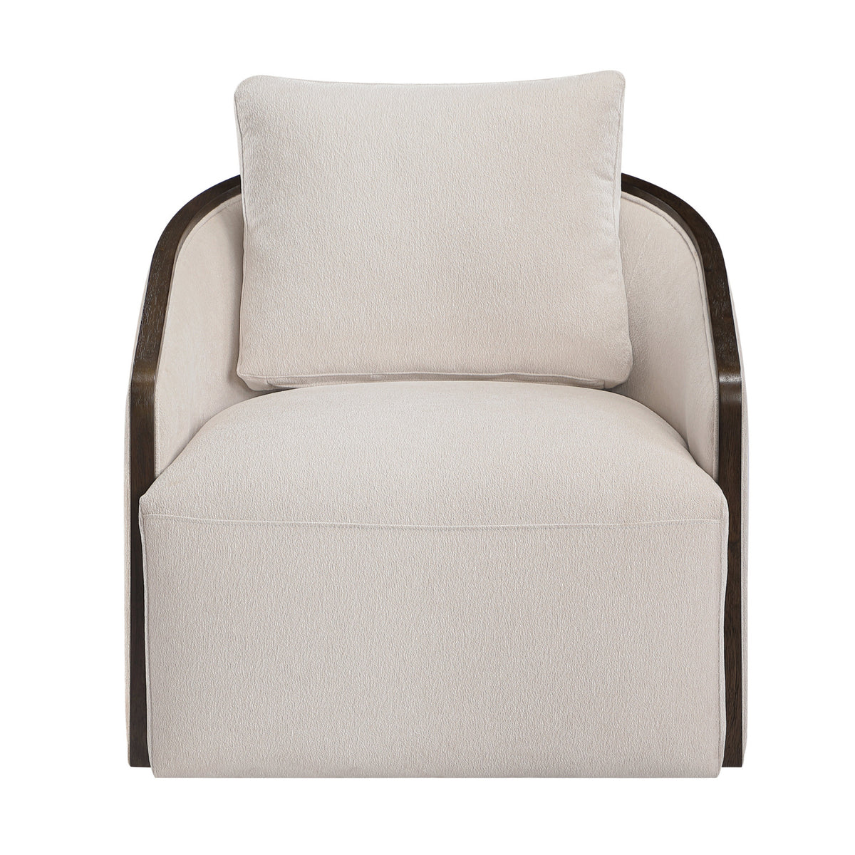 Beige Chenille Swivel Accent Chair | OROA