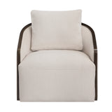 Beige Chenille Swivel Accent Chair | OROA