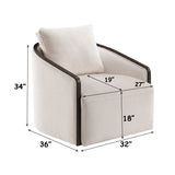 Beige Chenille Swivel Accent Chair | OROA