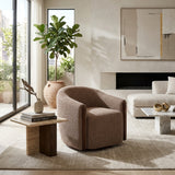 Brown Chenille Swivel Accent Chair | OROA