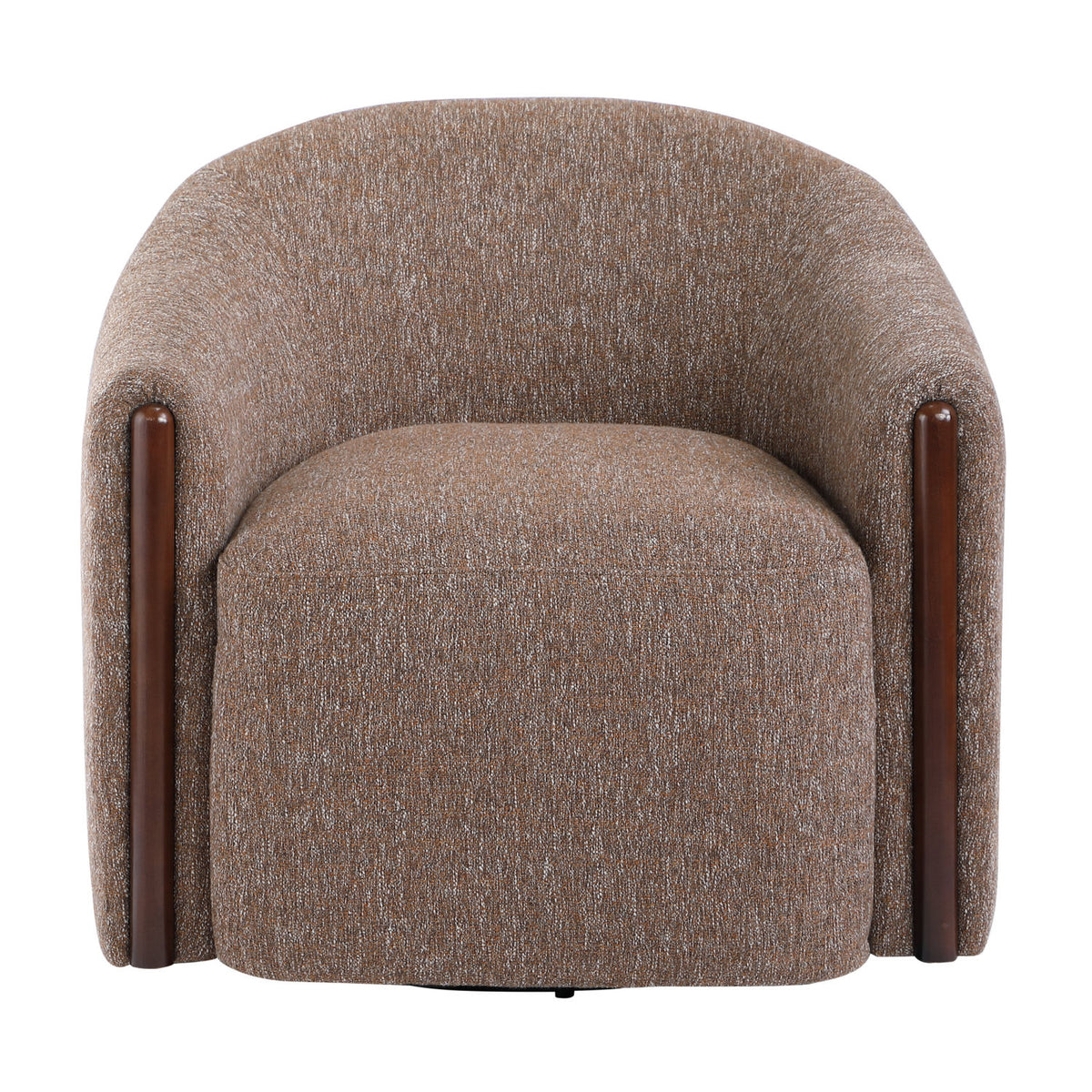 Brown Chenille Swivel Accent Chair | OROA