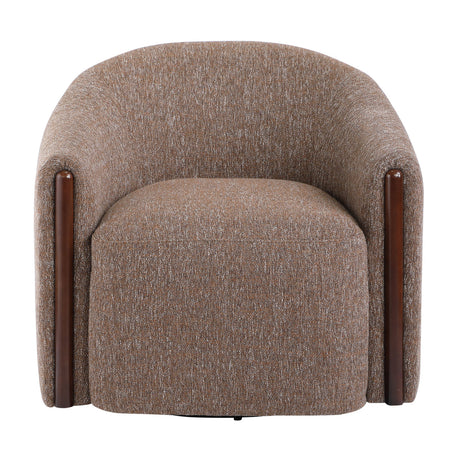 Brown Chenille Swivel Accent Chair | OROA