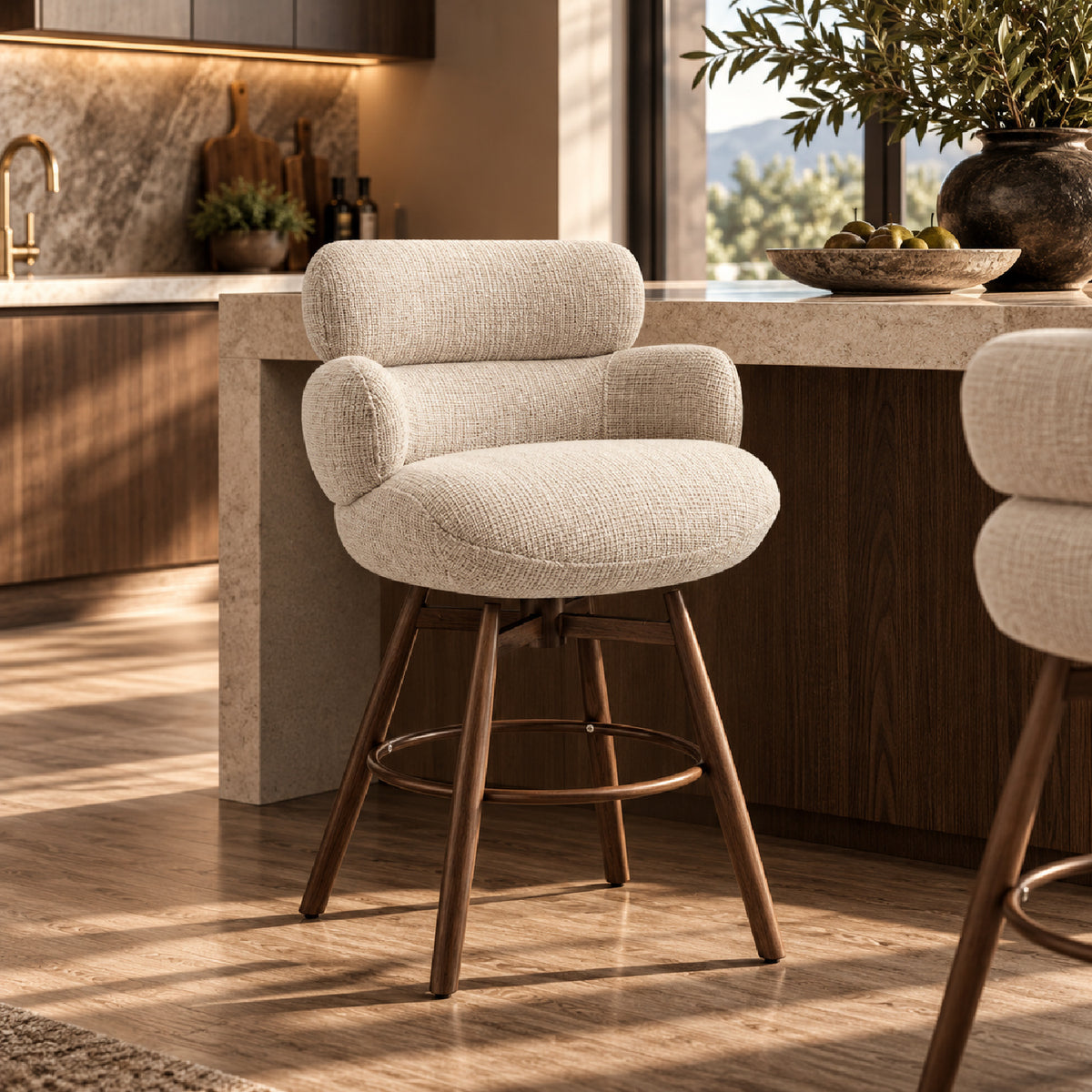 Beige Swivel Bar Stool | OROA