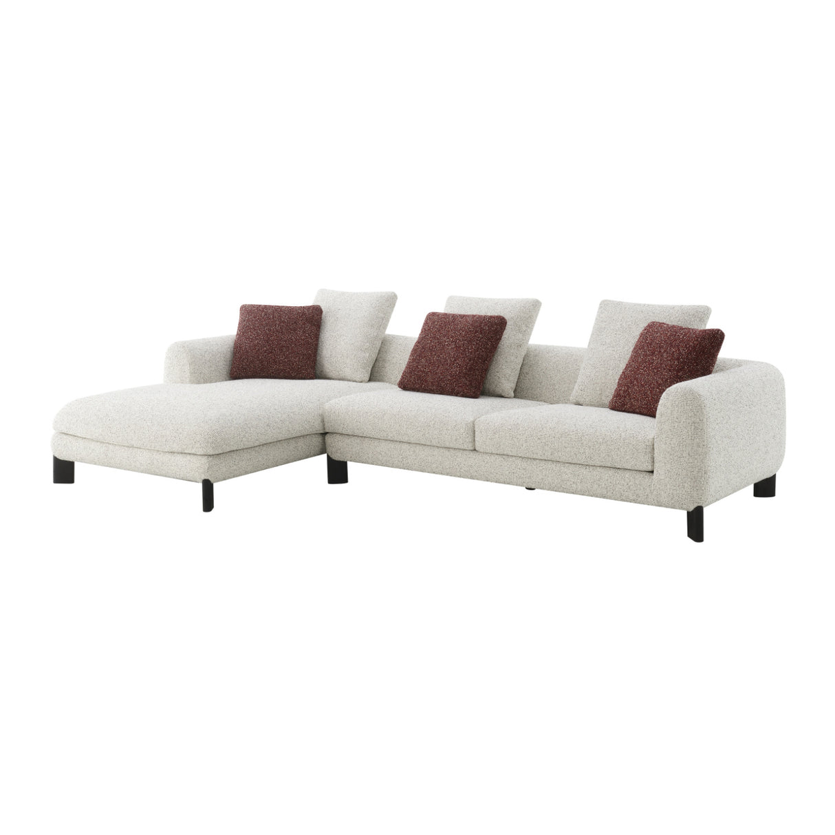 Mardi Maroon & Beige Tweed Sectional Sofa | OROA