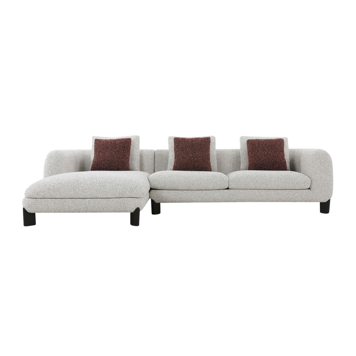 Mardi Maroon & Beige Tweed Sectional Sofa | OROA