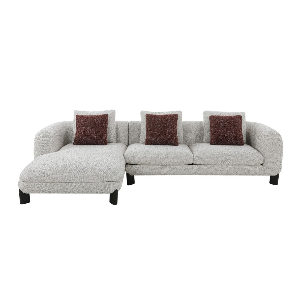 Mardi Maroon & Beige Tweed Sectional Sofa | OROA