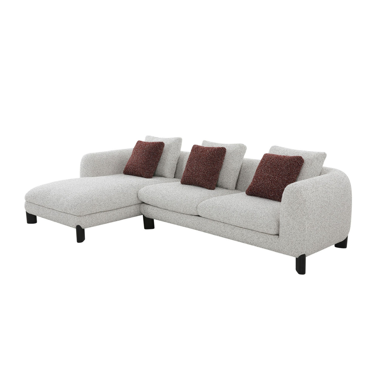 Mardi Maroon & Beige Tweed Sectional Sofa | OROA