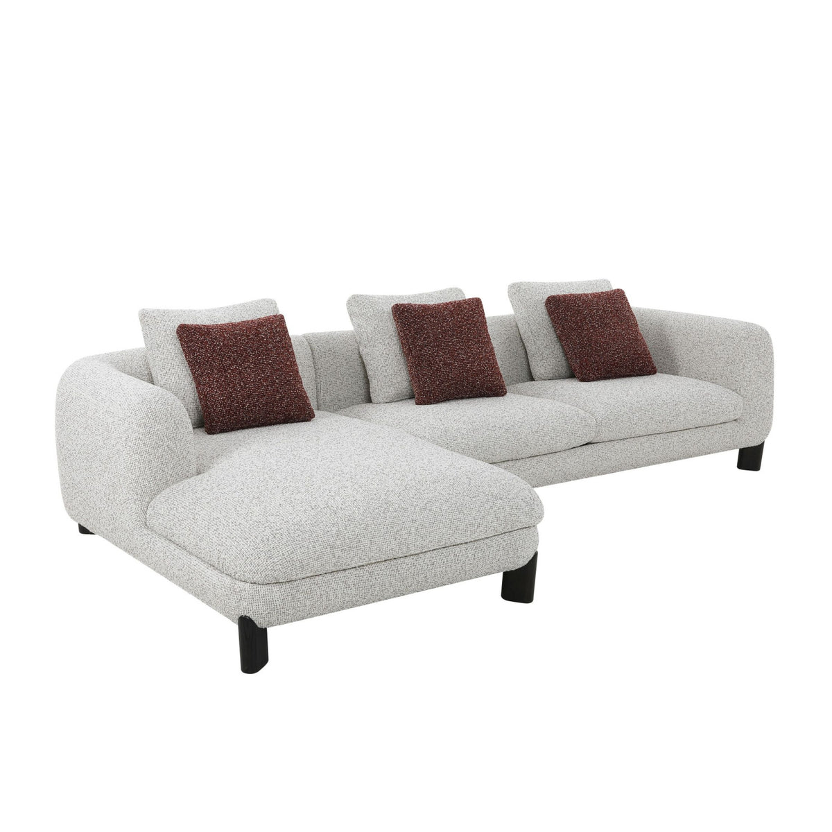 Mardi Maroon & Beige Tweed Sectional Sofa | OROA