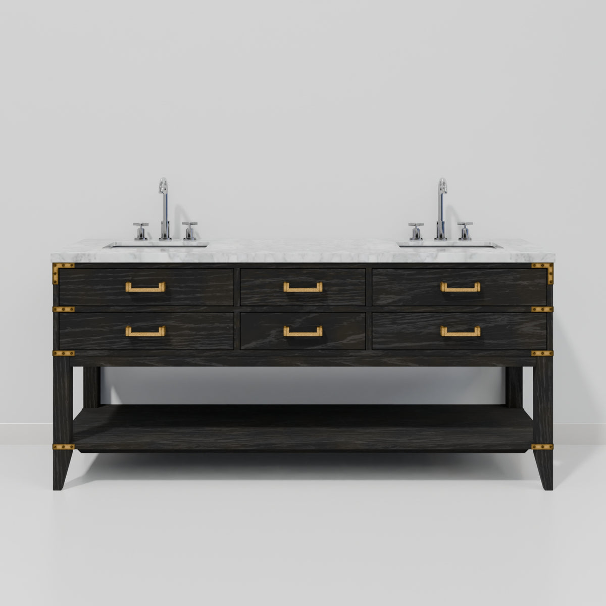Modern European furniture - Black Oak Double Bath Vanity - www.oroa.com