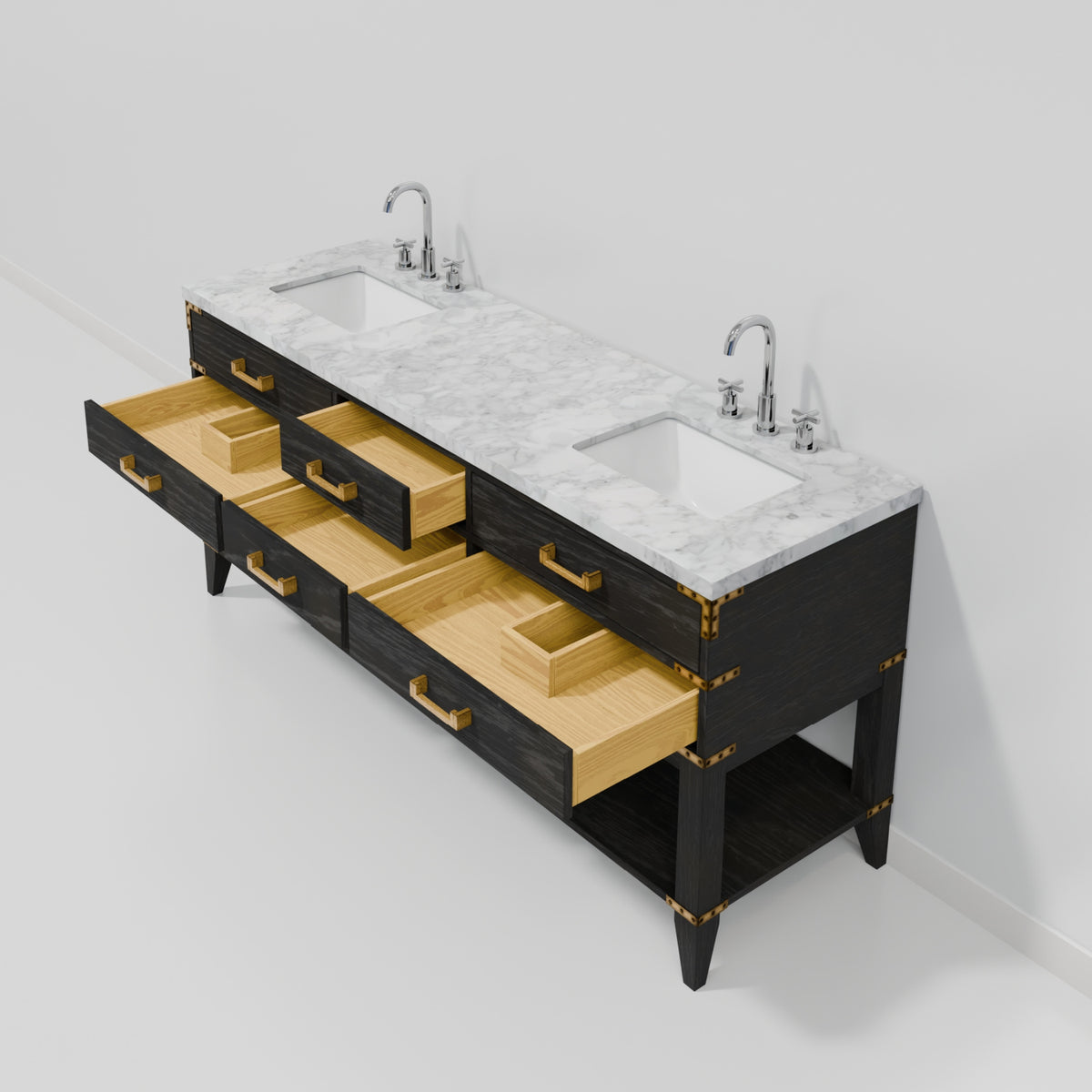 Modern European furniture - Black Oak Double Bath Vanity - www.oroa.com