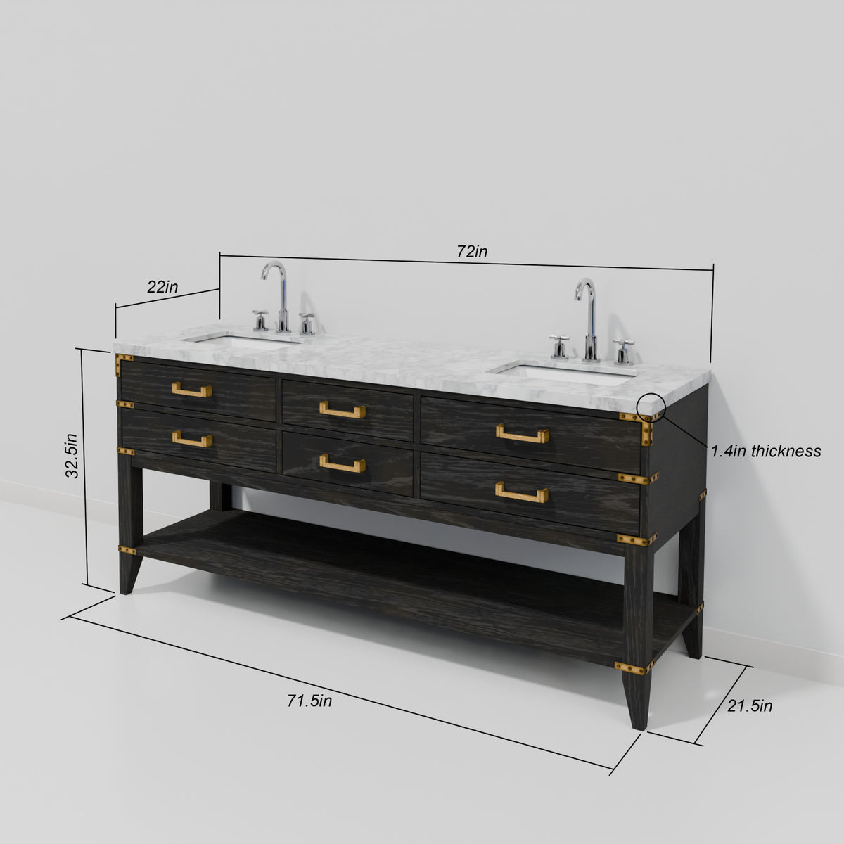 Modern European furniture - Black Oak Double Bath Vanity - www.oroa.com