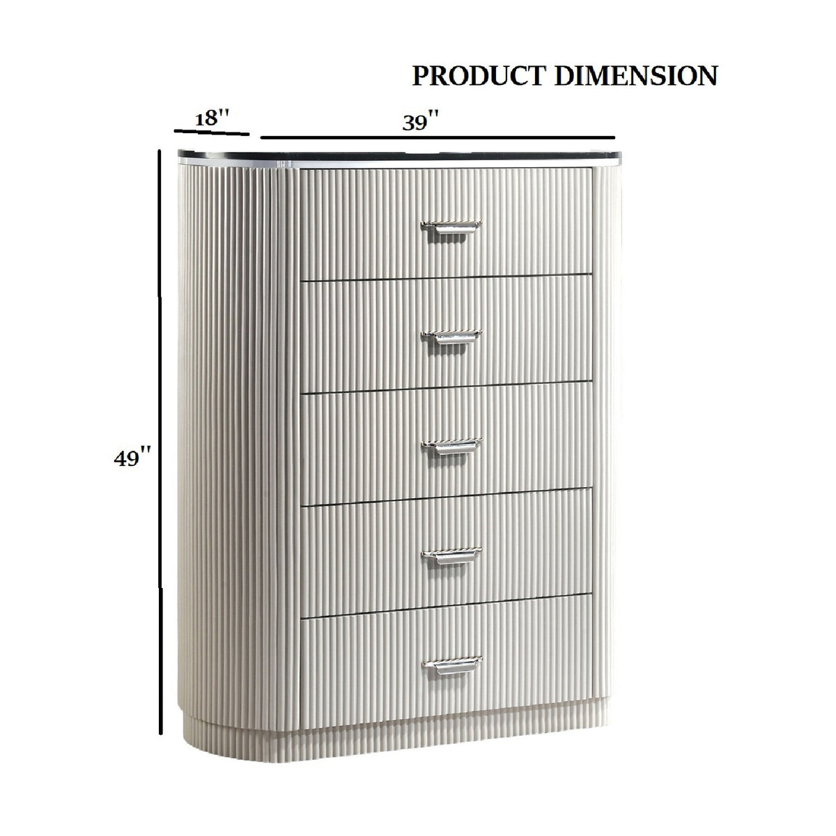 Modern European furniture - Light Gray 5-Drawer Chest - www.oroa.com