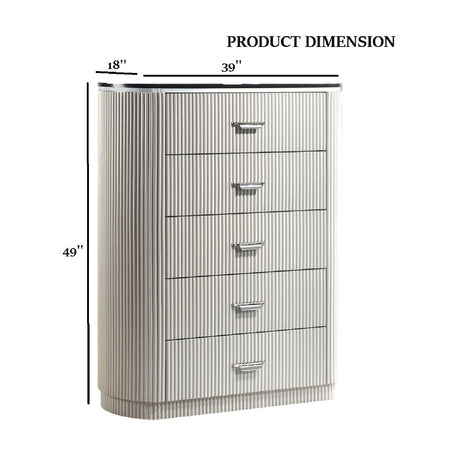 Modern European furniture - Light Gray 5-Drawer Chest - www.oroa.com