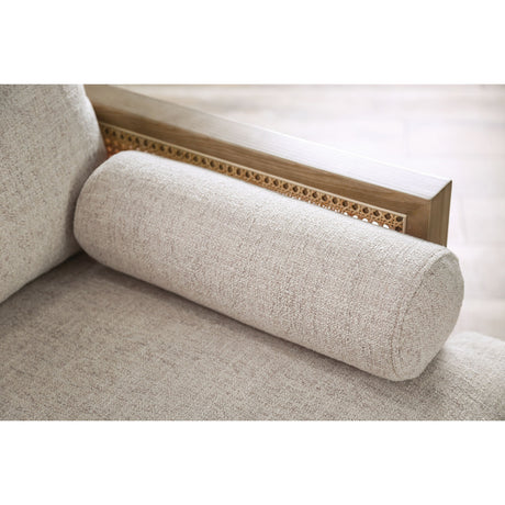 Modern European furniture - Beige Lounge Chair with Light Oak and Rattan - www.oroa.com