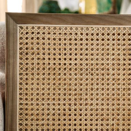 Modern European furniture - Beige Lounge Chair with Light Oak and Rattan - www.oroa.com