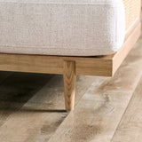Modern European furniture - Beige Lounge Chair with Light Oak and Rattan - www.oroa.com