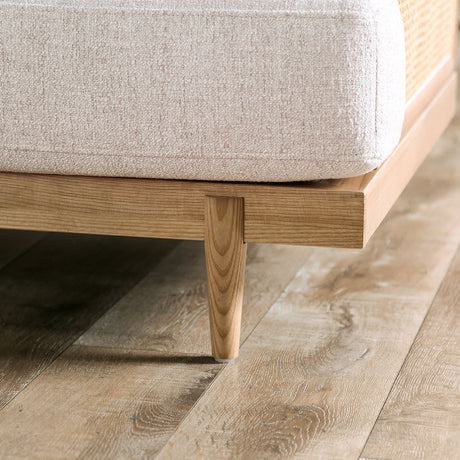 Modern European furniture - Beige Lounge Chair with Light Oak and Rattan - www.oroa.com