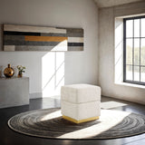 Beige Cube Accent Storage Stool | OROA