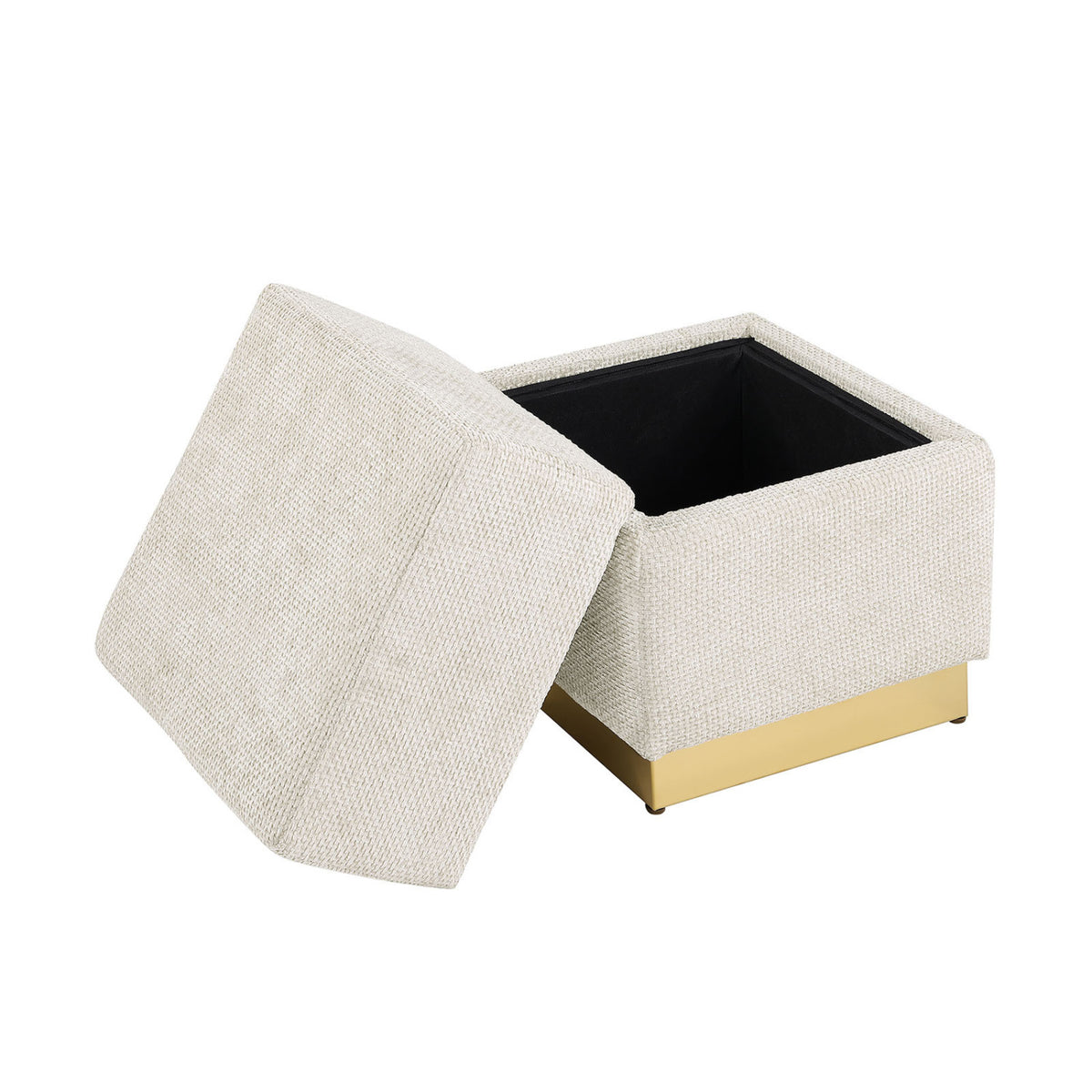 Beige Cube Accent Storage Stool | OROA