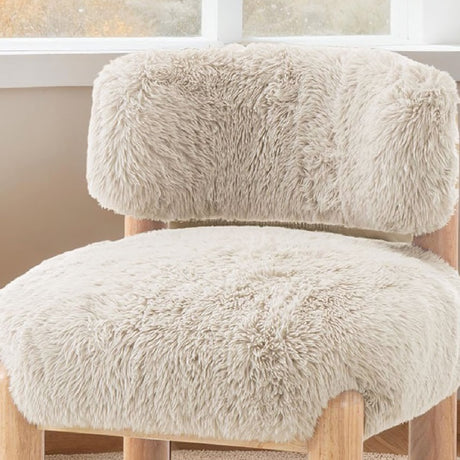 Modern European furniture - Contemporary Taupe Fur Fabric Accent Chair - www.oroa.com