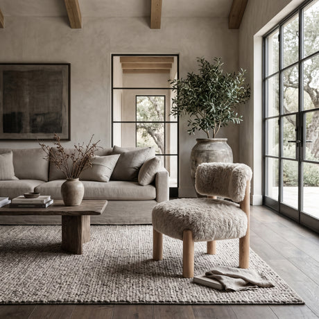 Modern European furniture - Contemporary Taupe Fur Fabric Accent Chair - www.oroa.com