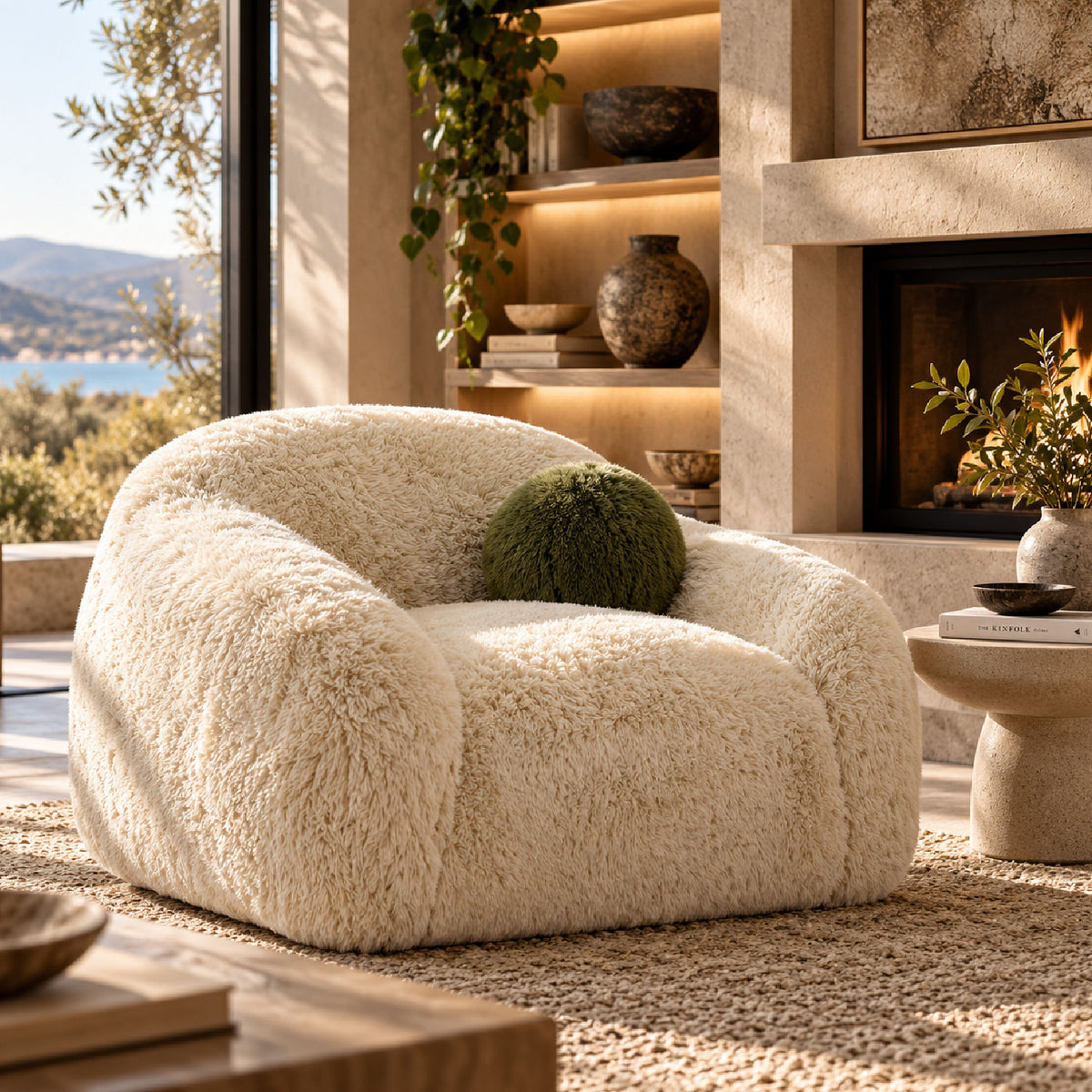 Sand Finish Contemporary Accent Swivel Chair | OROA