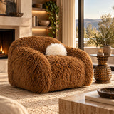 Camel Brown Luxurious Contemporary Swivel Accent Chair | OROA