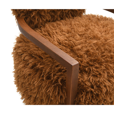 Camel Brown Fur Accent Chair | OROA