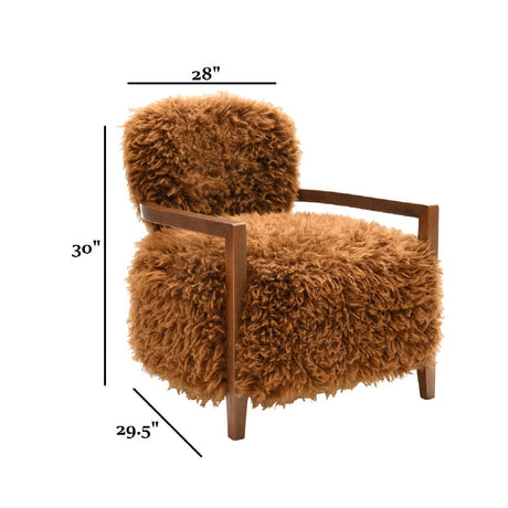 Camel Brown Fur Accent Chair | OROA