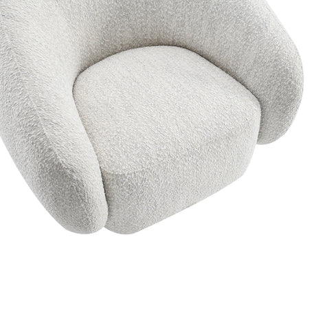 Beige Upholstered Swivel Accent Chair | OROA
